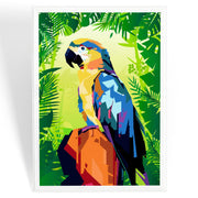 MAGNET Colorful Macaw in Jungle Scene Geometric