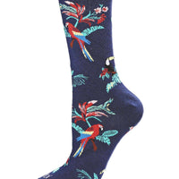 Tropical Parrots Bamboo Blend Crew Socks